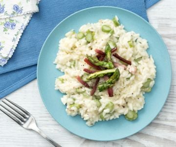 Risotto con espárragos y speck
