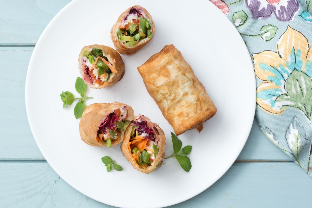 Rollitos de pasta filo vegetarianos