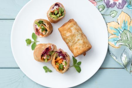 Rollitos de pasta filo vegetarianos