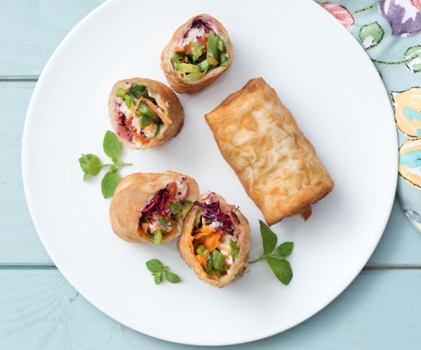 Rollitos de pasta filo vegetarianos