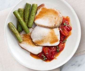 Lomo de cerdo con mermelada de tomates
