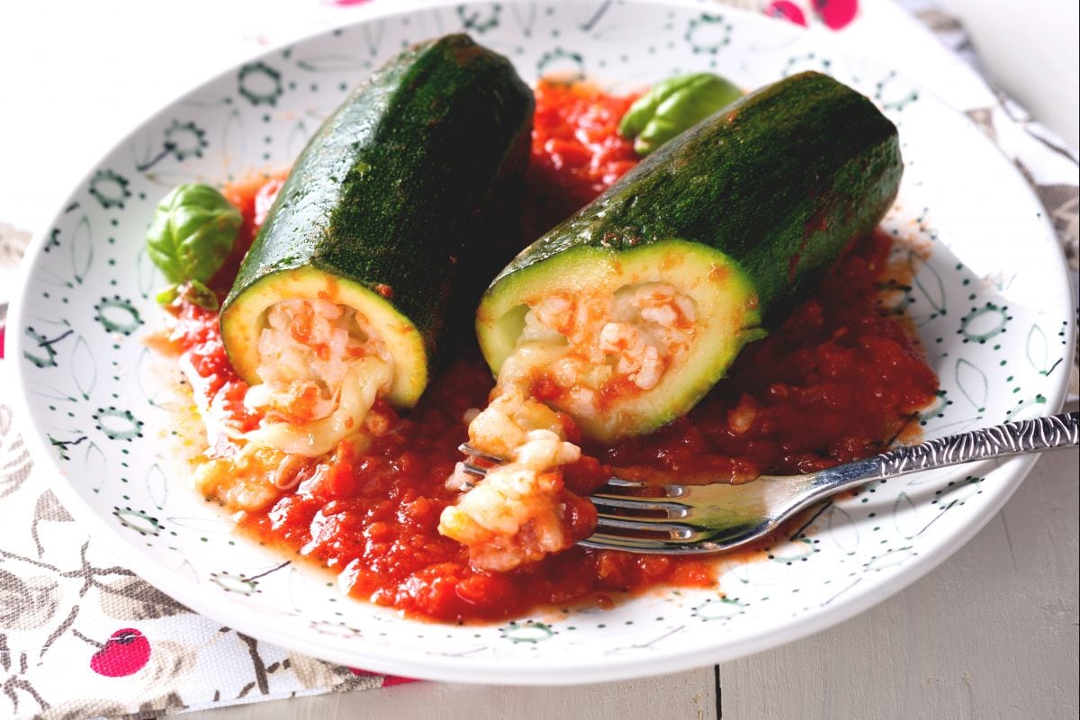 Calabacines rellenos de arroz