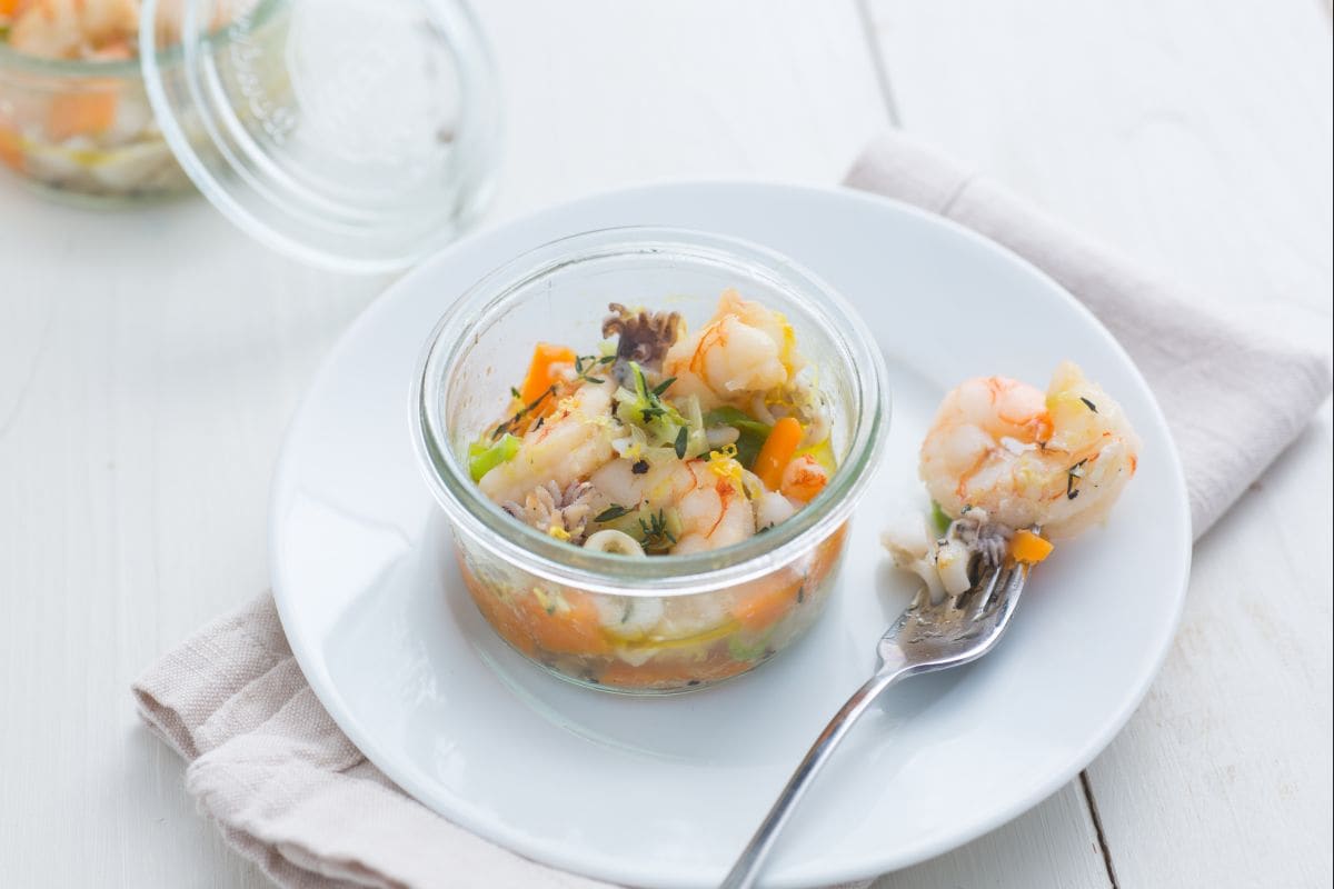 Ensalada de mar en cocción al vacío