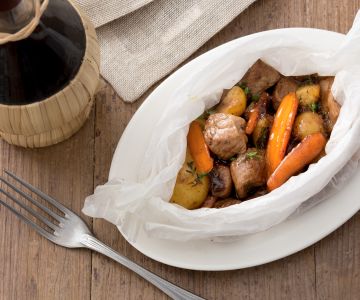 Paquetes de ternera y verduras