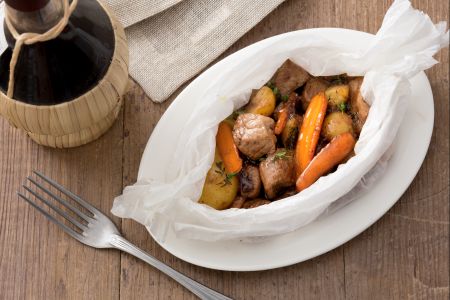Paquetes de ternera y verduras