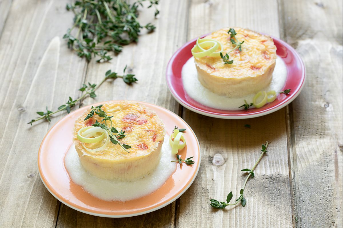 Flan de pimientos y puerros