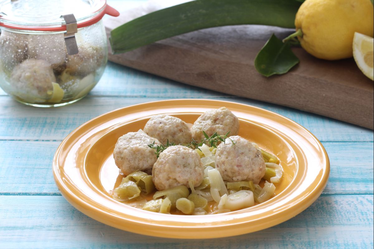 Albóndigas de pollo en vasocottura